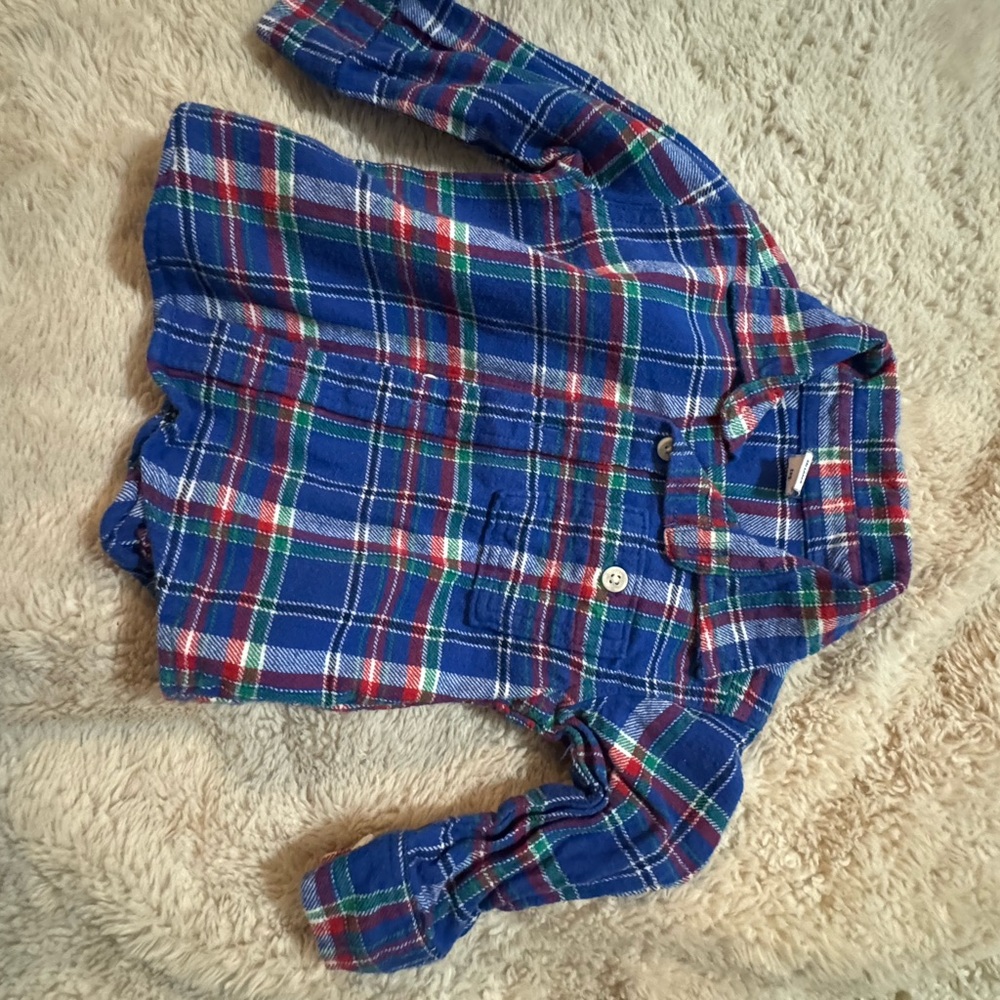 Old Navy Kids Plaid Button-Down Shirt - Blue, Green, Red